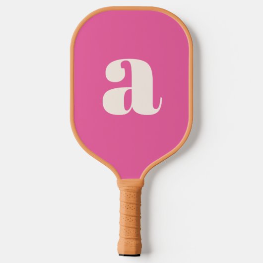 Einfache, heiß rosa, fette Retro-Monogramm Pickleball Schläger (Rückseite)