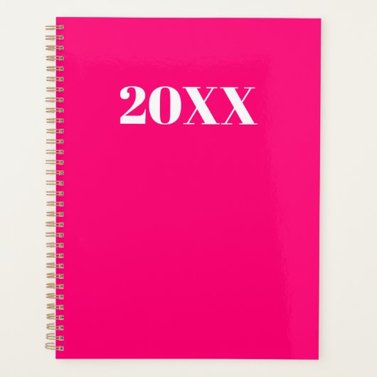 Einfache, heiß rosa, moderne Typografie Planer (Vorderseite)