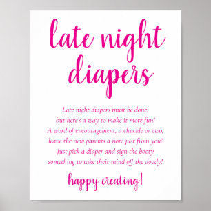 Einfache, heiß rosa Windeln für späte Nächte Bab Poster