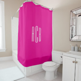 Einfache, heiße Rosa und weiße Monogramm mit drei  Duschvorhang