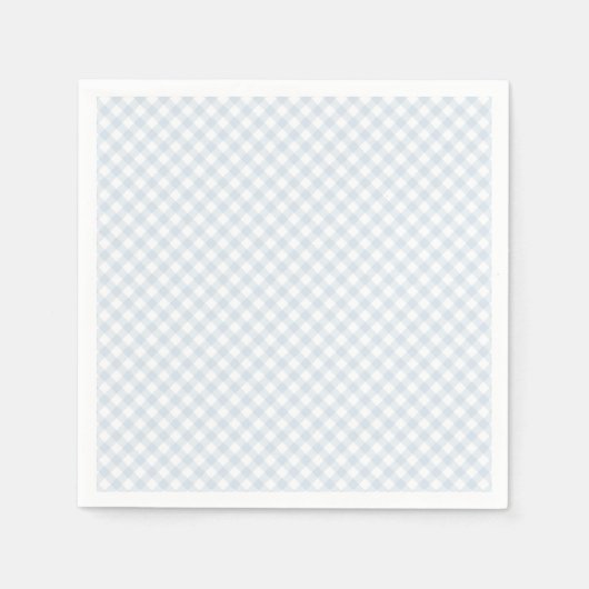 Einfache hellblaue Gingham-Babydusche Serviette (Vorderseite)