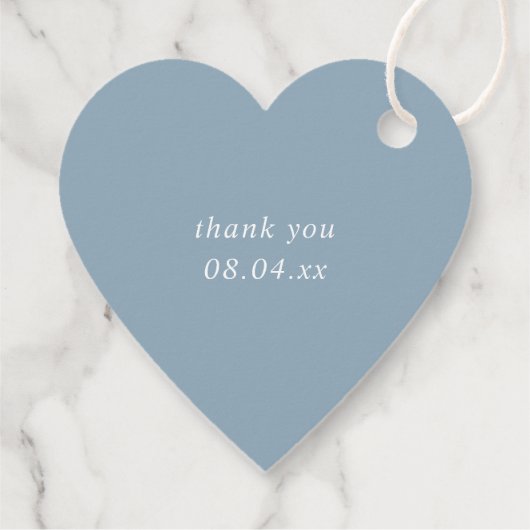 Einfache hellblaue Monogram-Initialen Herz Geschenkanhänger (Rückseite)