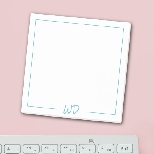 Einfache hellblaue Monogramm-Initialen Post-it Klebezettel