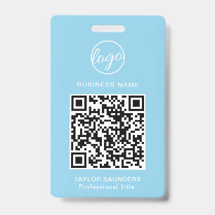 Einfache hellblaue QR-Code-Mitarbeiter-ID Ausweis