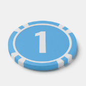 Einfache hellblaue weiße fette Zahl Pokerchips (Einzeln)