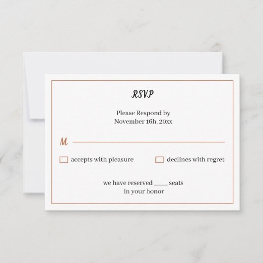 Einfache, hellbraune Hochzeit RSVP Karte (Vorderseite)