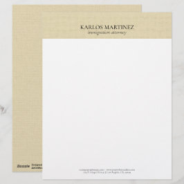 Einfache helle Beige Leinen Bray-Typografie Briefbogen