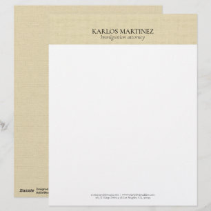 Einfache helle Beige Leinen Bray-Typografie Briefbogen