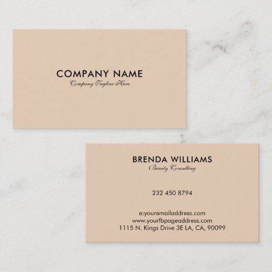 Einfache helle Beilage-Visitenkarte Visitenkarte (Vorne/Hinten)