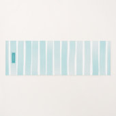 Einfache helle blaue Streifen Hübsch Personalisier Yogamatte (Vorderseite (Horizontal))