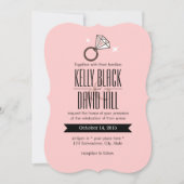 Einfache Helle Diamantring Rosa Hochzeit Einladung (Vorderseite)