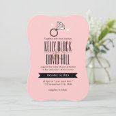 Einfache Helle Diamantring Rosa Hochzeit Einladung (Stehend Vorderseite)