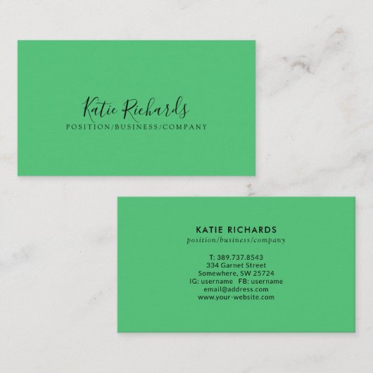 Einfache helle grüne Visitenkarte (Vorne/Hinten)