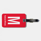 Einfache, helle Rot- und Weißnamen und Monogramm Gepäckanhänger (Rückseite horizontal)