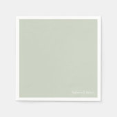 Einfache helle Sage Weißer Text II Hochzeitscockta Serviette (Vorderseite)