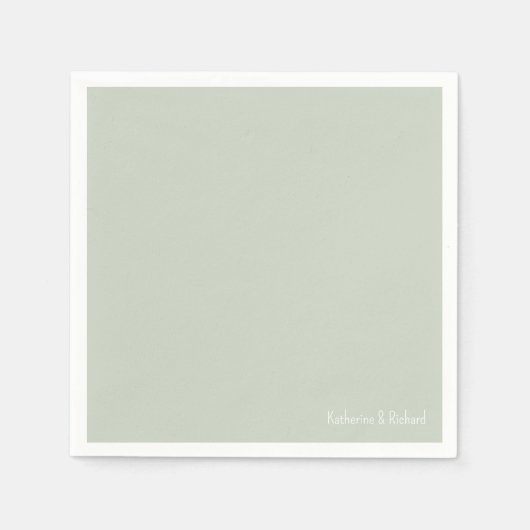 Einfache helle Sage Weißer Text II Hochzeitscockta Serviette (Vorderseite)
