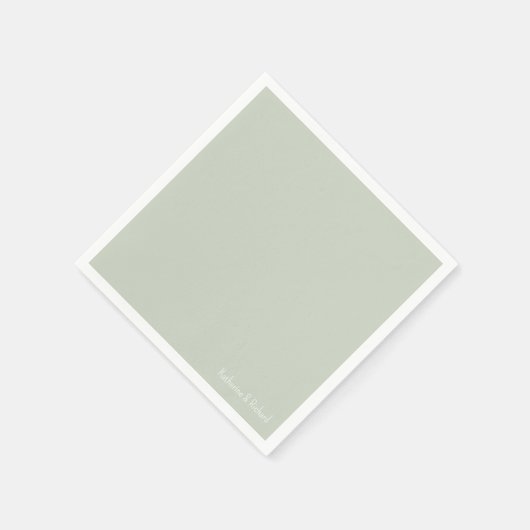 Einfache helle Sage Weißer Text II Hochzeitscockta Serviette (Ecke)
