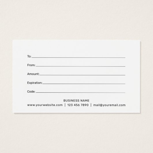 Einfache, hellgelbe, moderne Geschenkgutschrift (Rückseite)