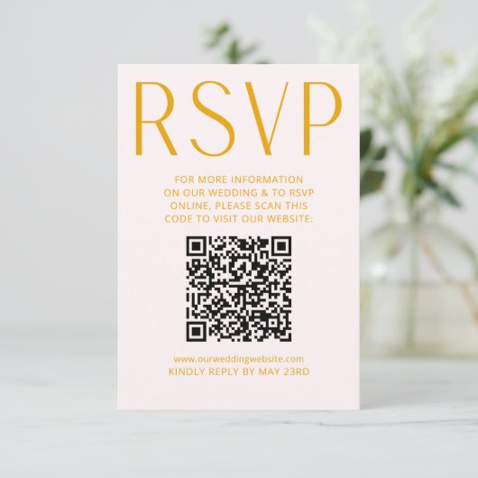 Einfache, hellgelbe UAWG-Online-QR-Code RSVP Karte (Stehend Vorderseite)