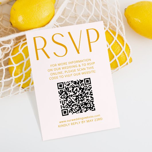 Einfache, hellgelbe UAWG-Online-QR-Code RSVP Karte