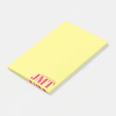 Einfache hellgelbe und hellrosa Bezeichnung Monogr Post-it Klebezettel (angewinkelt)