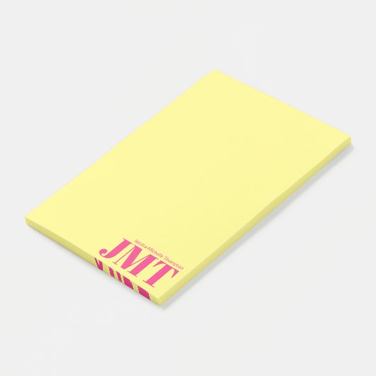 Einfache hellgelbe und hellrosa Bezeichnung Monogr Post-it Klebezettel (angewinkelt)