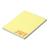 Einfache hellgelbe und orange Monogramm Notizblock (Rotiert)