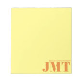 Einfache hellgelbe und orange Monogramm Notizblock (Vorderseite)