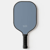 Einfache hellgraue blaue Initialen Elegant Moderne Pickleball Schläger (Vorderseite)