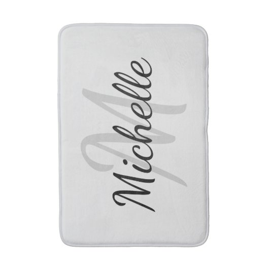 Einfache hellgraue Fett Typografie & Name Monogram Badematte (Vorderseite Vertikal)