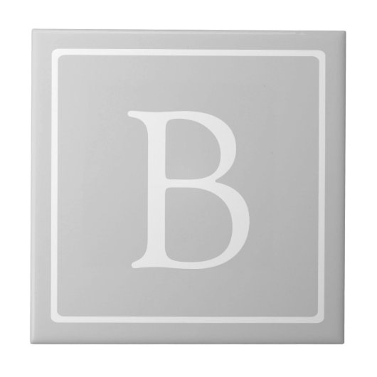 Einfache hellgraue Monogramm Fliese (Vorderseite)