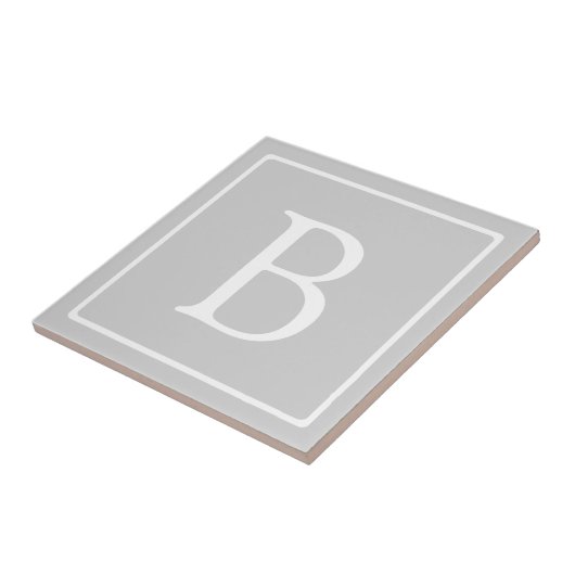 Einfache hellgraue Monogramm Fliese (Seite)