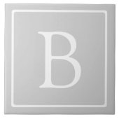Einfache hellgraue Monogramm Fliese (Vorderseite)
