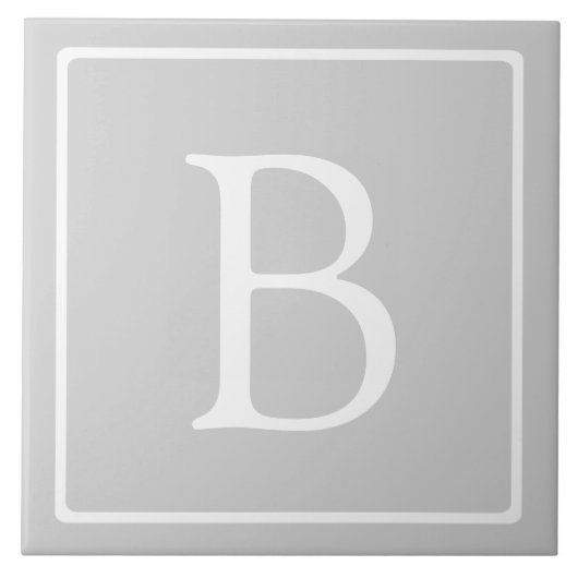 Einfache hellgraue Monogramm Fliese (Vorderseite)