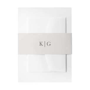 Einfache hellgraue Monogramm-Hochzeit Einladungsbanderole
