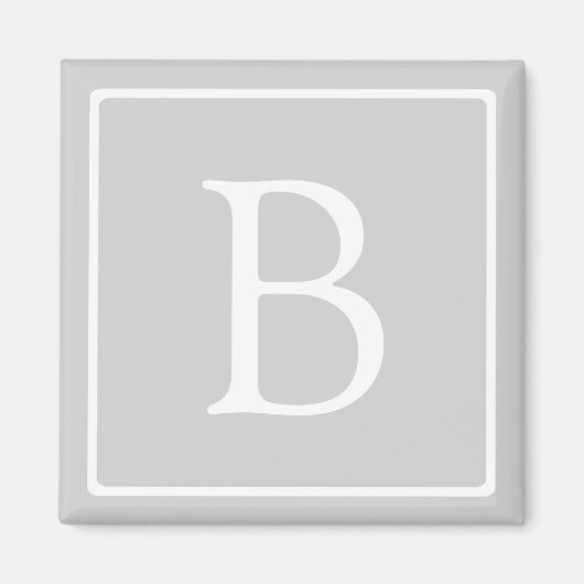 Einfache hellgraue Monogramm Magnet (Vorne)