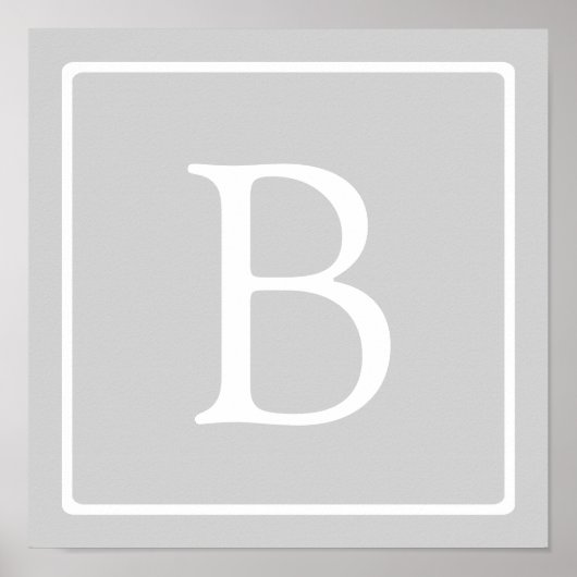 Einfache hellgraue Monogramm Poster (Vorne)