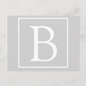 Einfache hellgraue Monogramm Postkarte (Vorderseite)