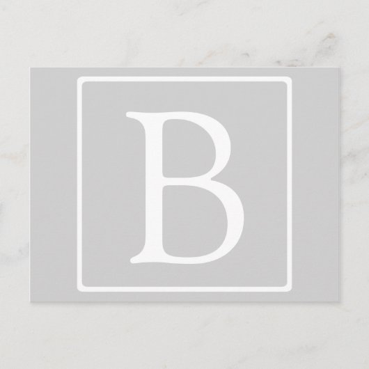 Einfache hellgraue Monogramm Postkarte (Vorderseite)