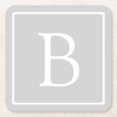 Einfache hellgraue Monogramm Rechteckiger Pappuntersetzer (Vorderseite)