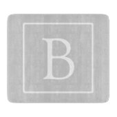 Einfache hellgraue Monogramm Schneidebrett (Vorderseite)