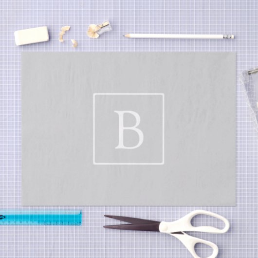 Einfache hellgraue Monogramm Seidenpapier (Handwerk)