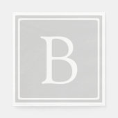 Einfache hellgraue Monogramm Serviette (Vorderseite)