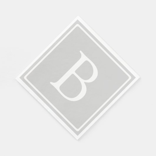 Einfache hellgraue Monogramm Serviette (Ecke)