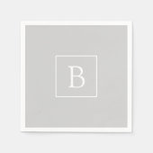 Einfache hellgraue Monogramm Serviette (Vorderseite)