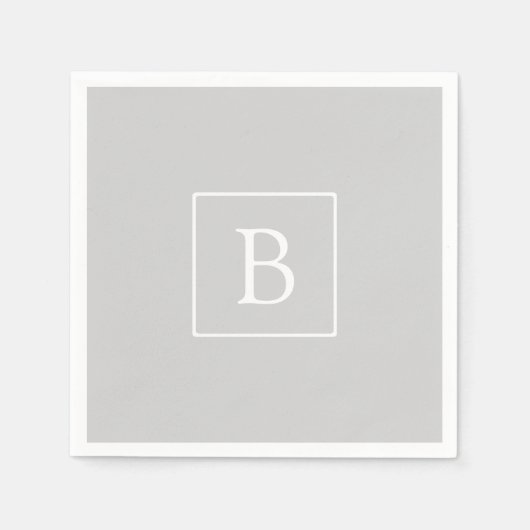 Einfache hellgraue Monogramm Serviette (Vorderseite)
