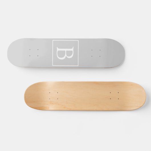 Einfache hellgraue Monogramm Skateboard (Horizontal)