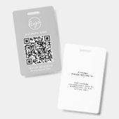 Einfache, hellgraue QR-Code Mitarbeiter-ID Ausweis (Vorder- & Rückseite)