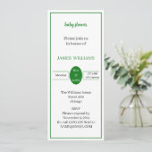 Einfache, hellgrüne Babydusche nach Maß Einladung (Stehend Vorderseite)