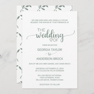 Einfache hellgrüne Kalligrafie Einladung